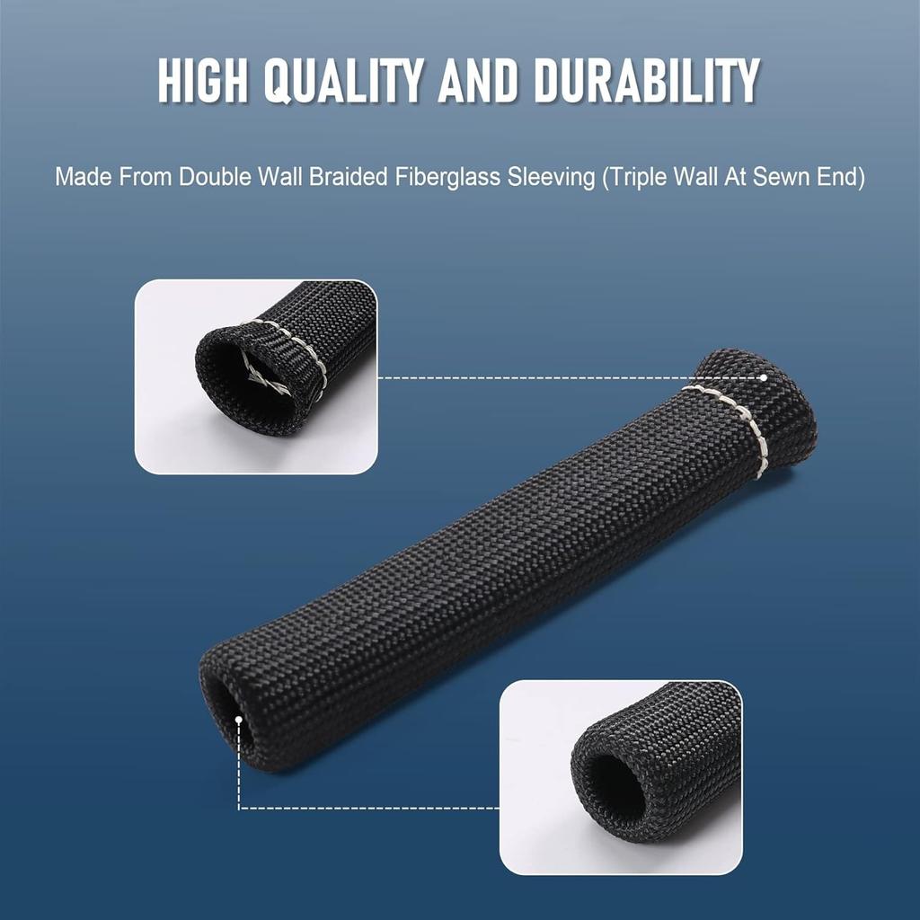 8PCS Black 1200° Spark Plug Wire Boots Heat Shield Protector Sleeve Cover Black