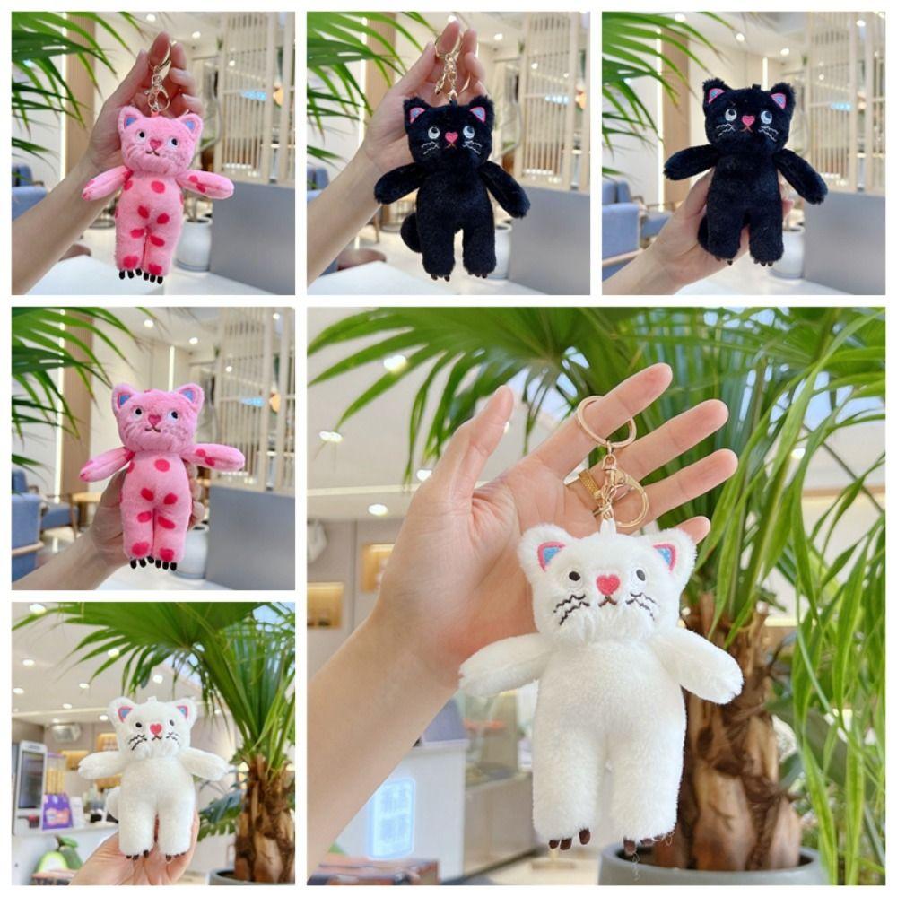 Schwarze Katze Gepunktete Katze Puppe Anhänger Gepunktete Katze Katze Plüschpuppe Schlüsselanhänger Paar
