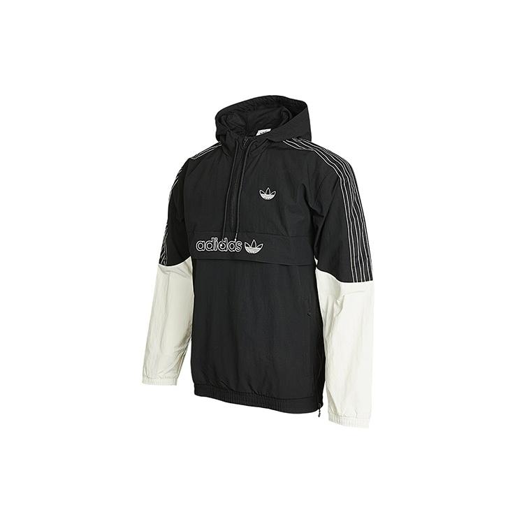 adidas originals Logo Casual Sports Windproof Hooded Jacket Black Men s GN2429 XS