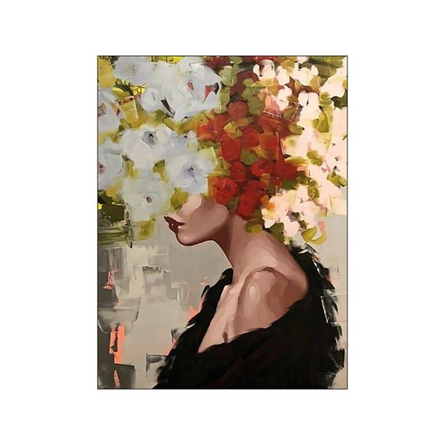 Abstract Women Head With Flowers Canvas Painting Modern Figure Posters And Prints Wall Art Picture for Living Room Home Decor