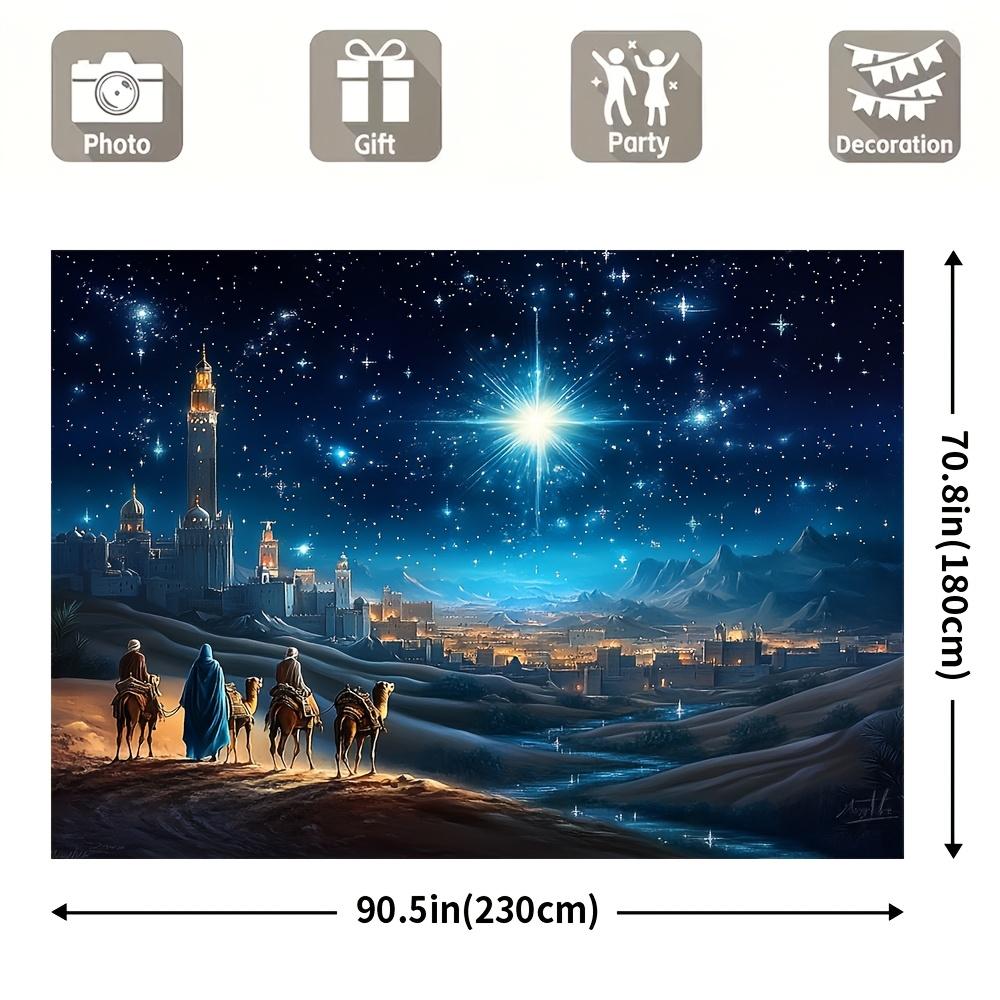 1 Stück Heilige Familie Weihnachtsszene Hintergrund Fotografie Hintergrund mit den Heiligen Drei Königen Maschinenwaschbar Einfach aufzuhängen