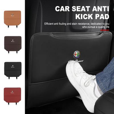 2pcs Leather Car Seat Anti Kick Pad Seat Back Protector Mats For Giulia 147 Mito 156 159 166 GT Stelvio Brera Volante