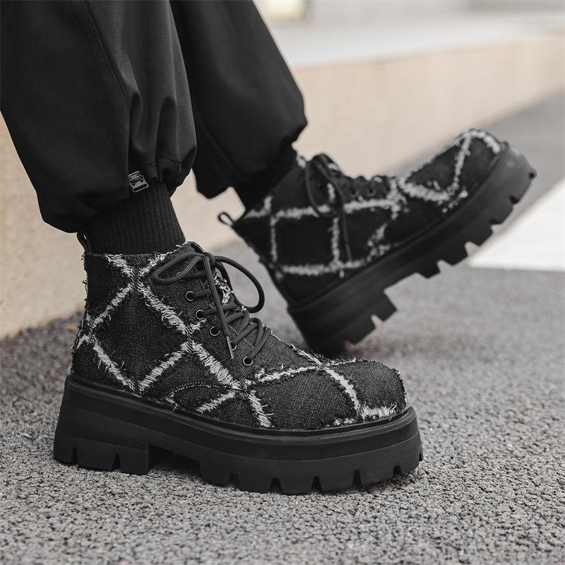 Niche Destruction Wind Derby Boty Muži Kadeřník Běžné Kožené Boty Platforma Martin Boty Žebrák Boty 77067-J