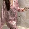 Jacquard French Pajamas Spring And Summer Women'S Long-Sleeved Trousers Floral Casual Loungewear
