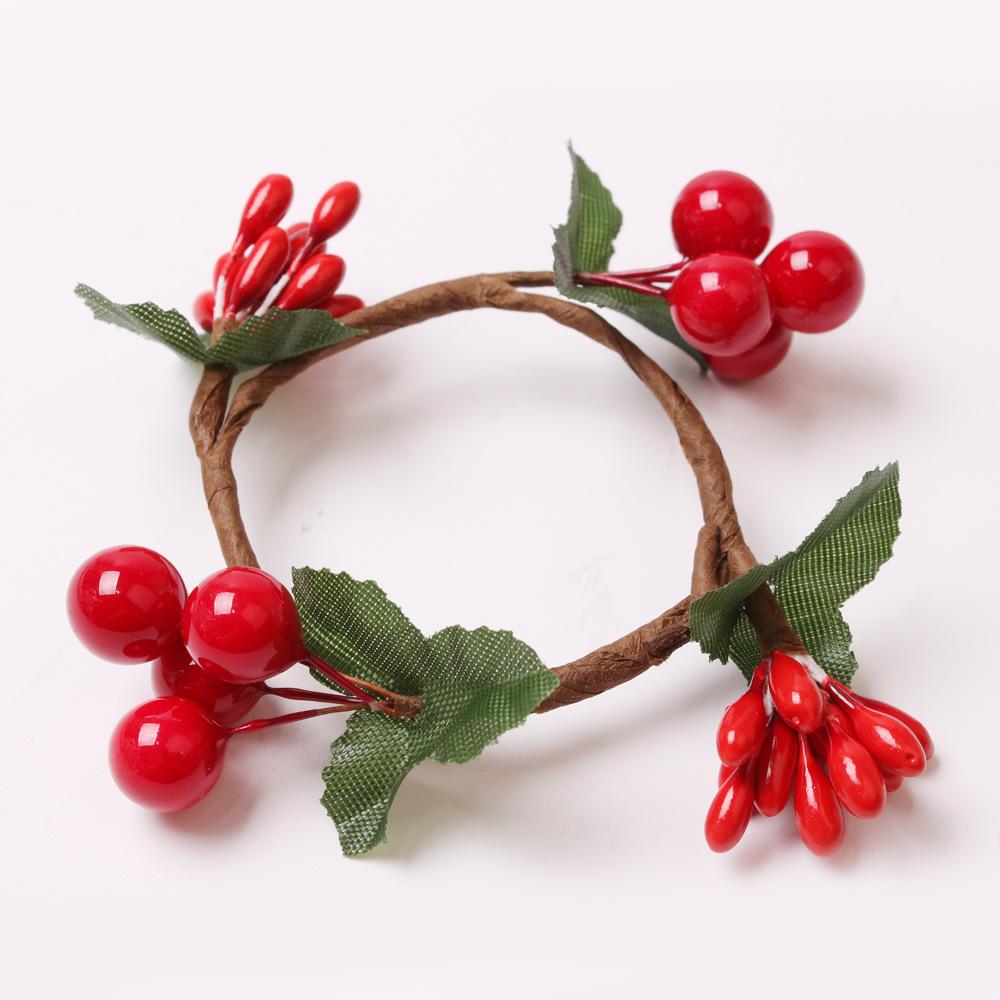 6pcs Napkin Holder Handmade Red Berry Napkins Rings Table Decoration for Wedding Christmas Thanksgiving  Banquet Birthday Party