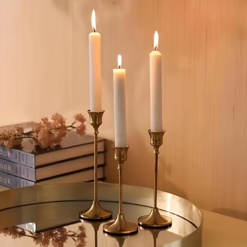 Three Metal Candle Holders, Suitable for Dinner, Wedding Anniversaries, and Birthday Table Accessories (excluding Candles)