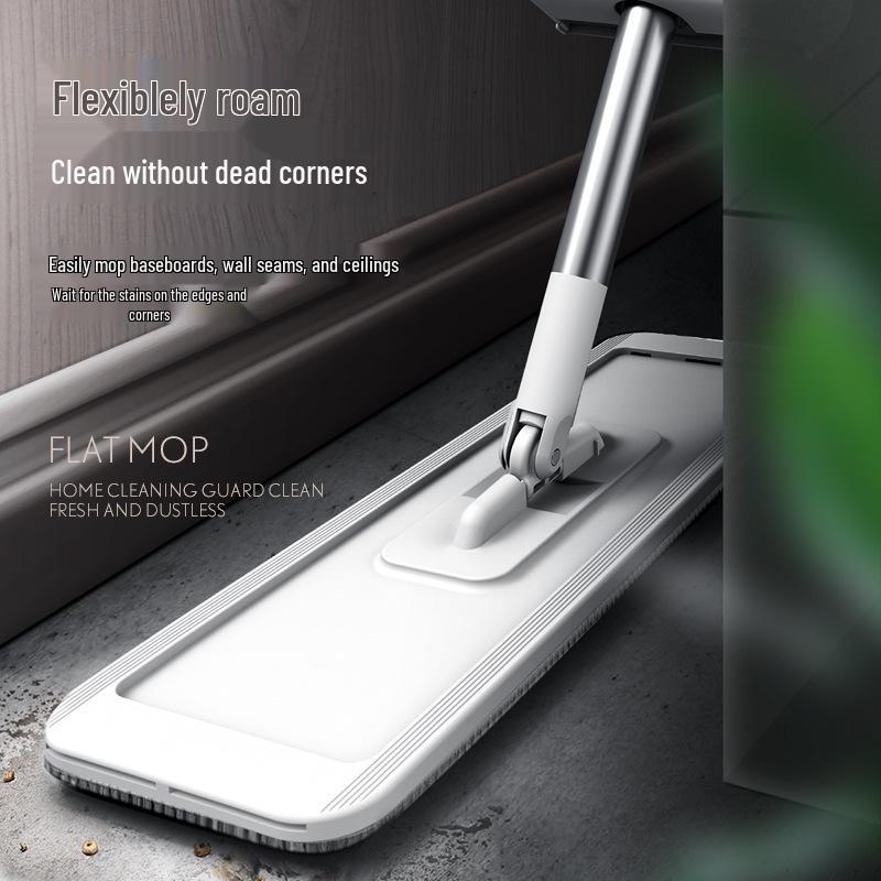 Hands-Free Rotating Flat Mop: Self-Wringing, Water-Absorbing for No-Rinse Floor Cleaning