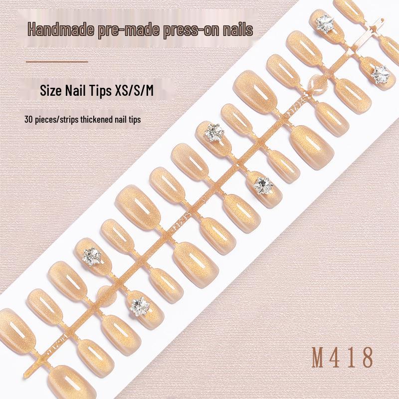 

30-Piece Cat Eye Black Hole Handmade Press-On Nail Tips in Various Sizes