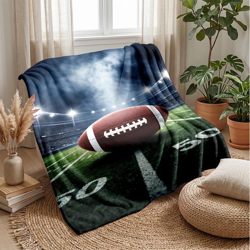 American Football and Lightning blanket Personalized Name Flannel Blanket Soft Cozy Plush Throw for Sofa Bed Lightweight Home Decor