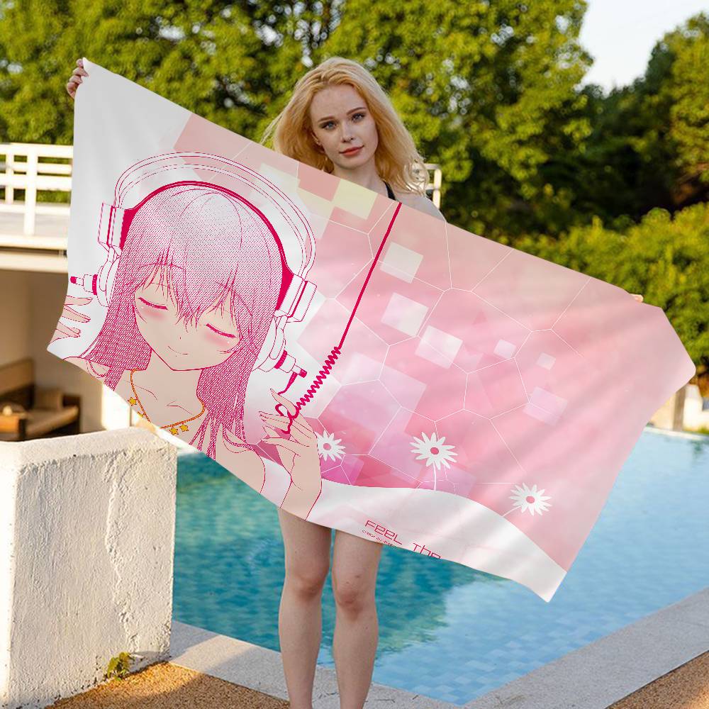 Super Sonico Manga Anime Microfiber Printed Beach Towel Mountain Climbing Yoga Beach Swimming Running Absorbent Soft Towel