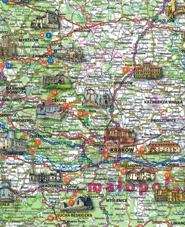 Polska 1:800 000. Mapa Turystyczna Zamków Polski. Wyd. 2025/2026. Neo-Pilot