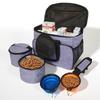 5 Set Dog Travel Bag Large Pet Travel Kit for Supplies Includes 2 Food Containers 2 Collapsible Bowls 1 Travel Organizer for Dog