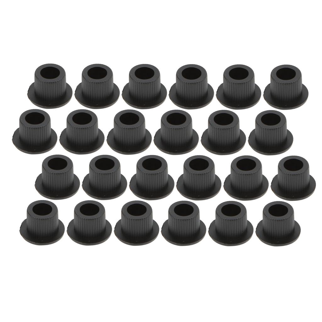 24Pcs Guitar String Button Ferrules 10mm High Performance Plastic Material Semi Closed Design Guitar PartsBlack