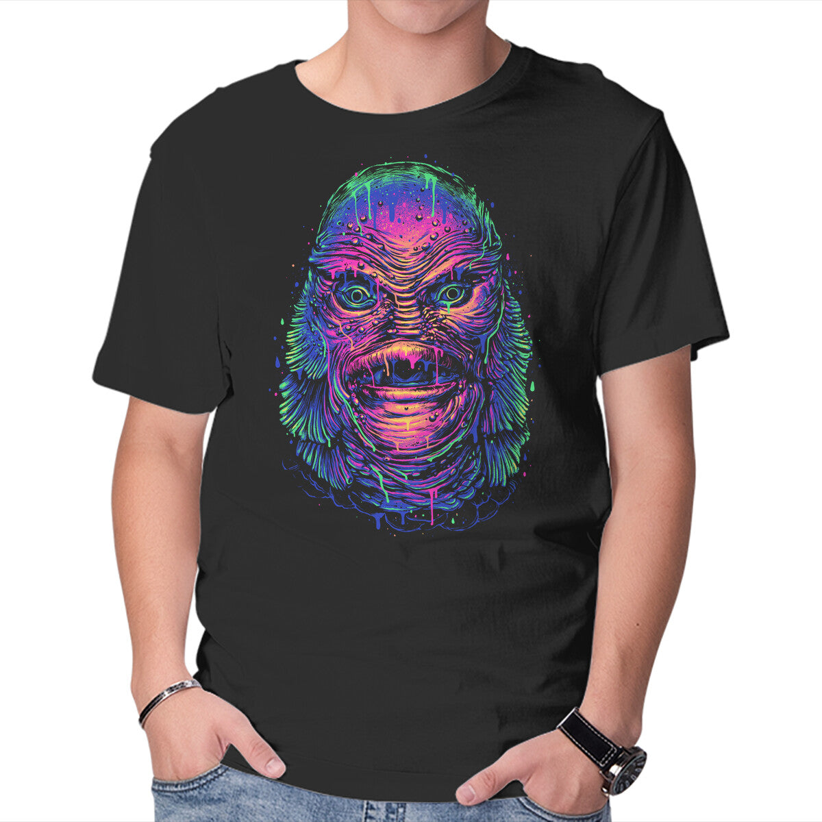 Unisex Crew Neck T-Shirt Creature s Meltdown Graphic Short Sleeve Casual Tee M