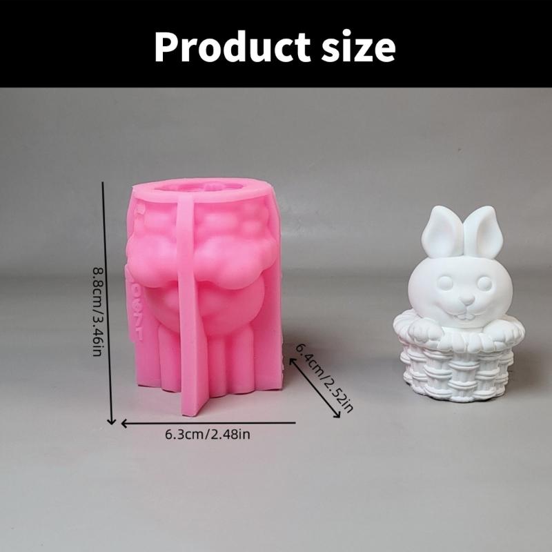 3D Korb Hasen Statue Silikon Kerzenformen Epoxidharz Silikonformen für Kerzen Seife Fondant Schokolade Kuchen Backen