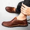 Foreign Trade Large Size Men's Retro Leather Shoes Hand-stitched Doudou Shoes Trend Simple Loafers Outdoor Casual Leather Shoes