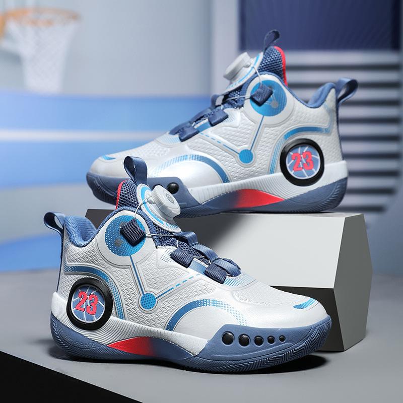 

Men s shoes summer breathable youth basketball professional combat student sneakers men s rotating button junior high school sports shoes 45