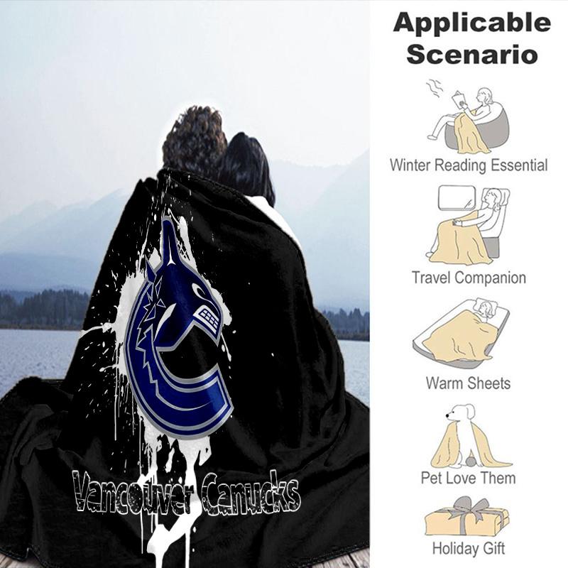 Vancouver Canucks Blanket Flannel Throw for Sofa, Travel, Camping, Livingroom, Office, Chair and Bed Soft and Warm Holiday Birthday gifts