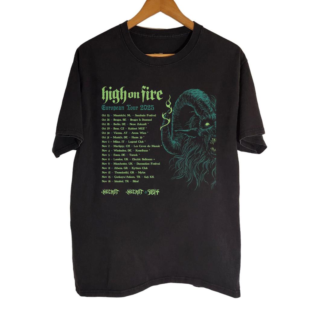 High On Fire Band Tour 2025 Black Cotton All Size S To 5XL T-Shirt