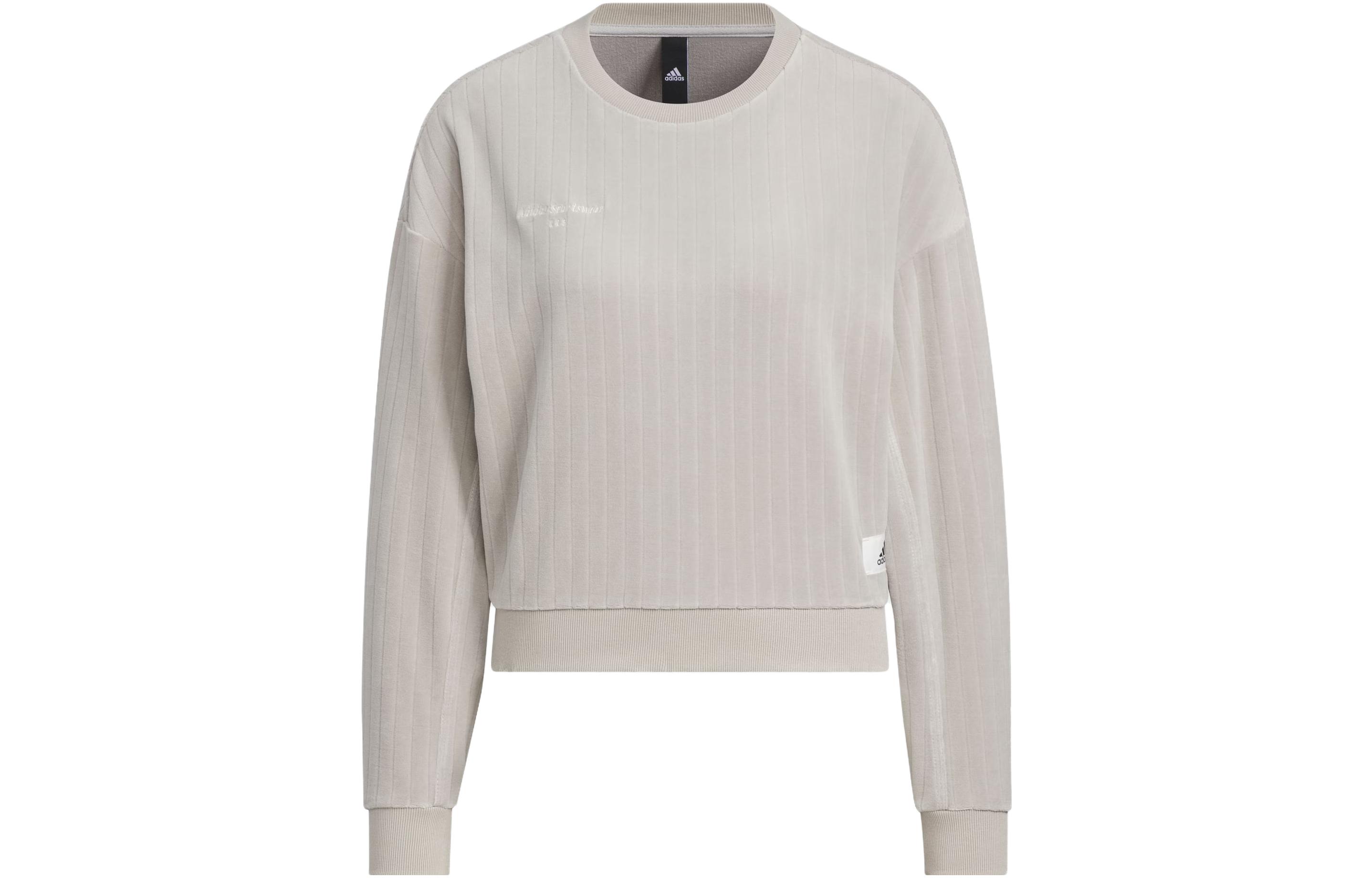 Adidas Lounge Sweatshirts Women s Light Gray Crew Neck Moderate Regular IW4034 L