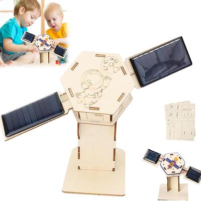 Creative Artificial Satellite Space Models, DIY Solar Satellite Model Kit, Rotating Satellite Solar Powered 3D Construction Assembly Toy