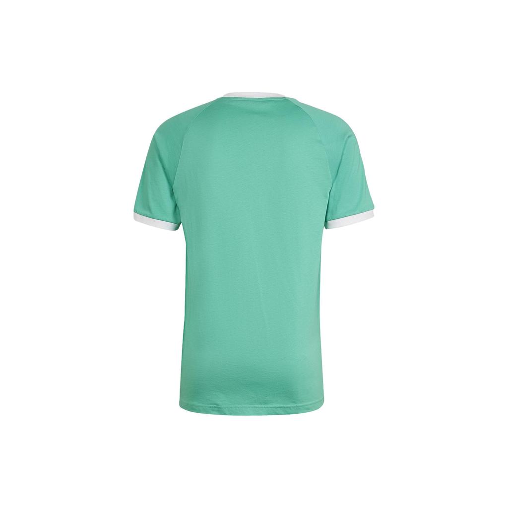 Adidas Striped Logo Print Crew Neck T-Shirt Men Tops Green HE9549