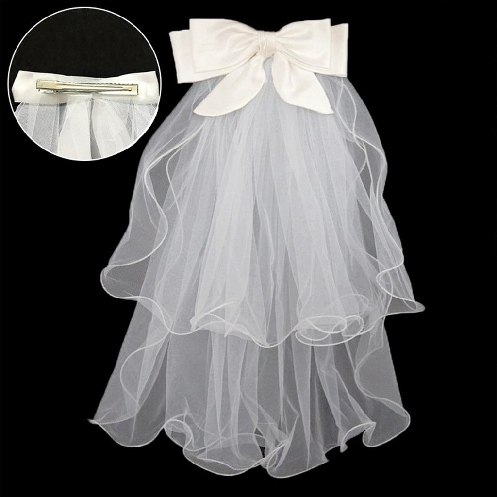 Świecący Tiul Ślubny Biały Welon Ślubny z Kokardą Eleganckie Dodatki dla Panny Młodej Długi Welon Damski z Podświetleniem LED