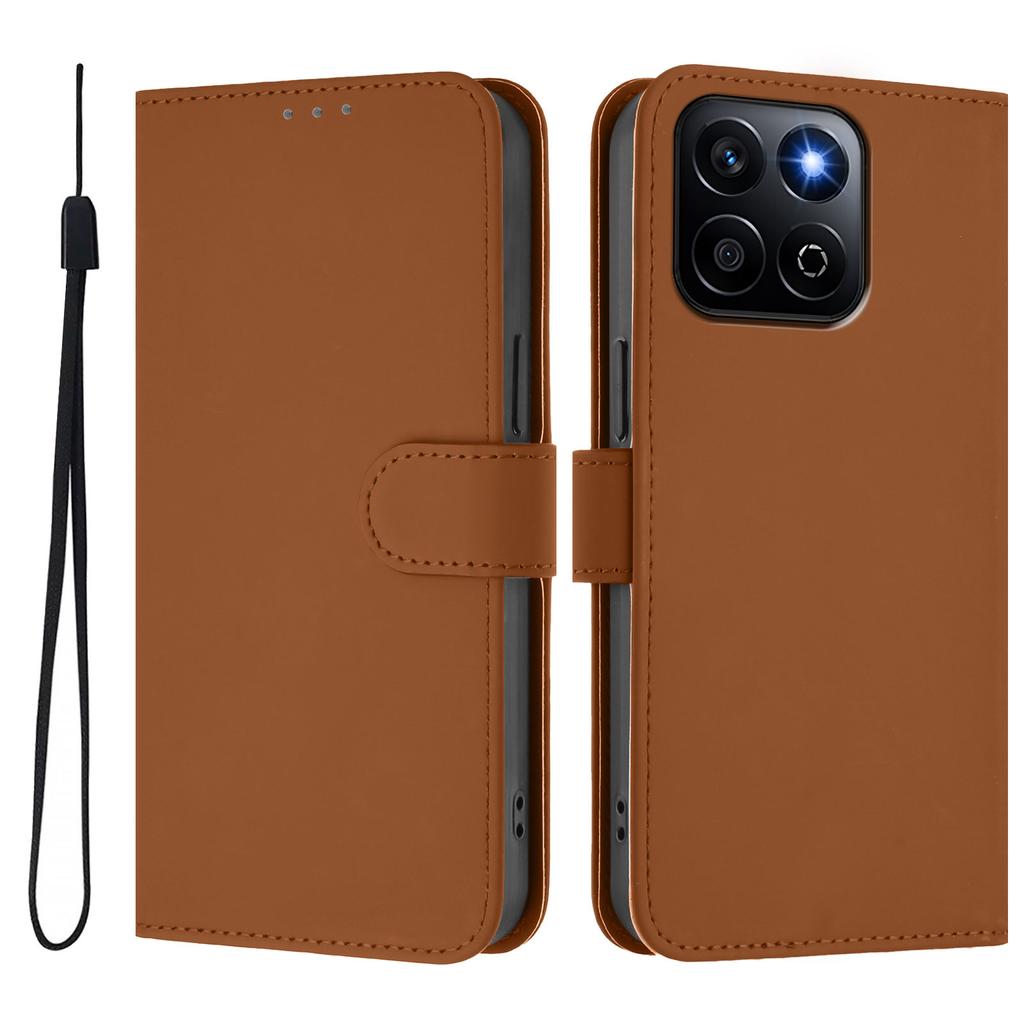 For Honor X7c 4G/Honor 200 Smart 5G/Honor X7c 5G Case Solid Color Wallet Leather Phone Cover with Strap