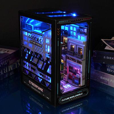 Pouzdro Knižní koutek Stavebnice DIY Domeček pro panenky Knižní koutek Dotykové světlo se světelným nábytkem Dětské narozeninové dárky Kreativní hračky Knihovna