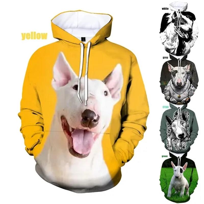 New Fashion Bull Terrier 3D Printed Men And Women Hoodies Clothing Casual Dog Bull Terrier Long Sleeve Streetwear Tops Hooded