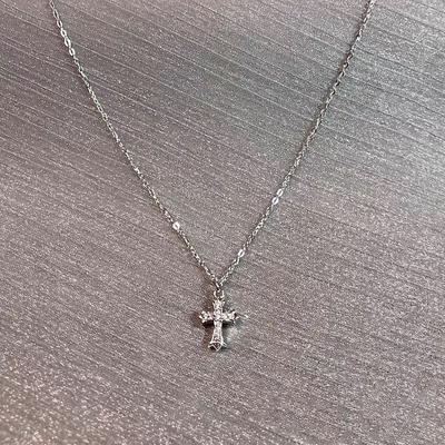 Cross Pendant Necklace for Women Girls Punk Silver Color Thin Chain Necklace Party Jewelry Birthday Gift
