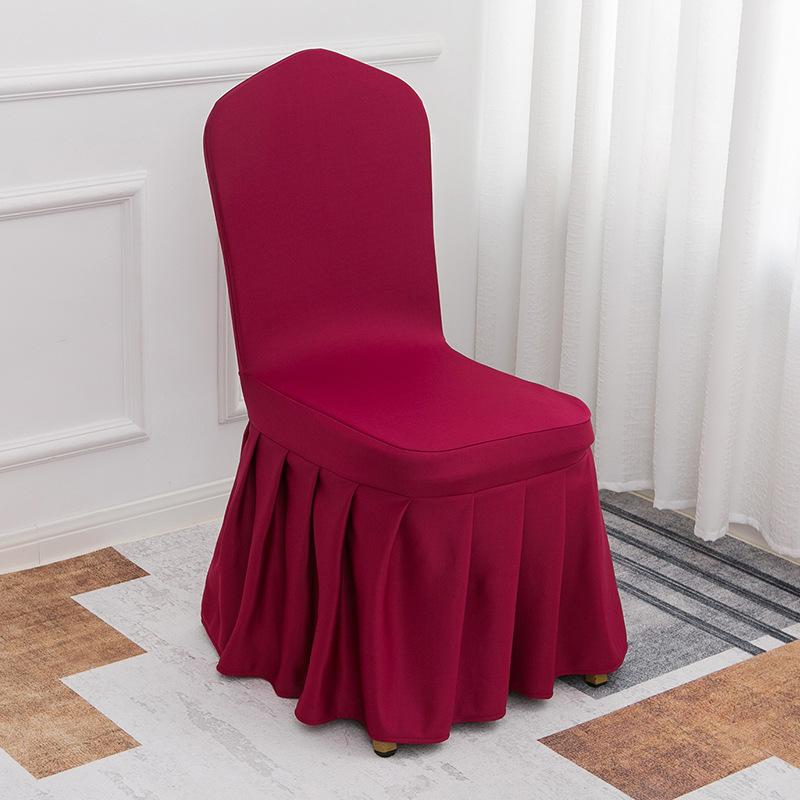 Solid Color Thick and Highly Elastic Stretch Chair Cover Wedding Pleated Skirt Style Chair Covers Suitable for Hotel Party and Banquet Decoration