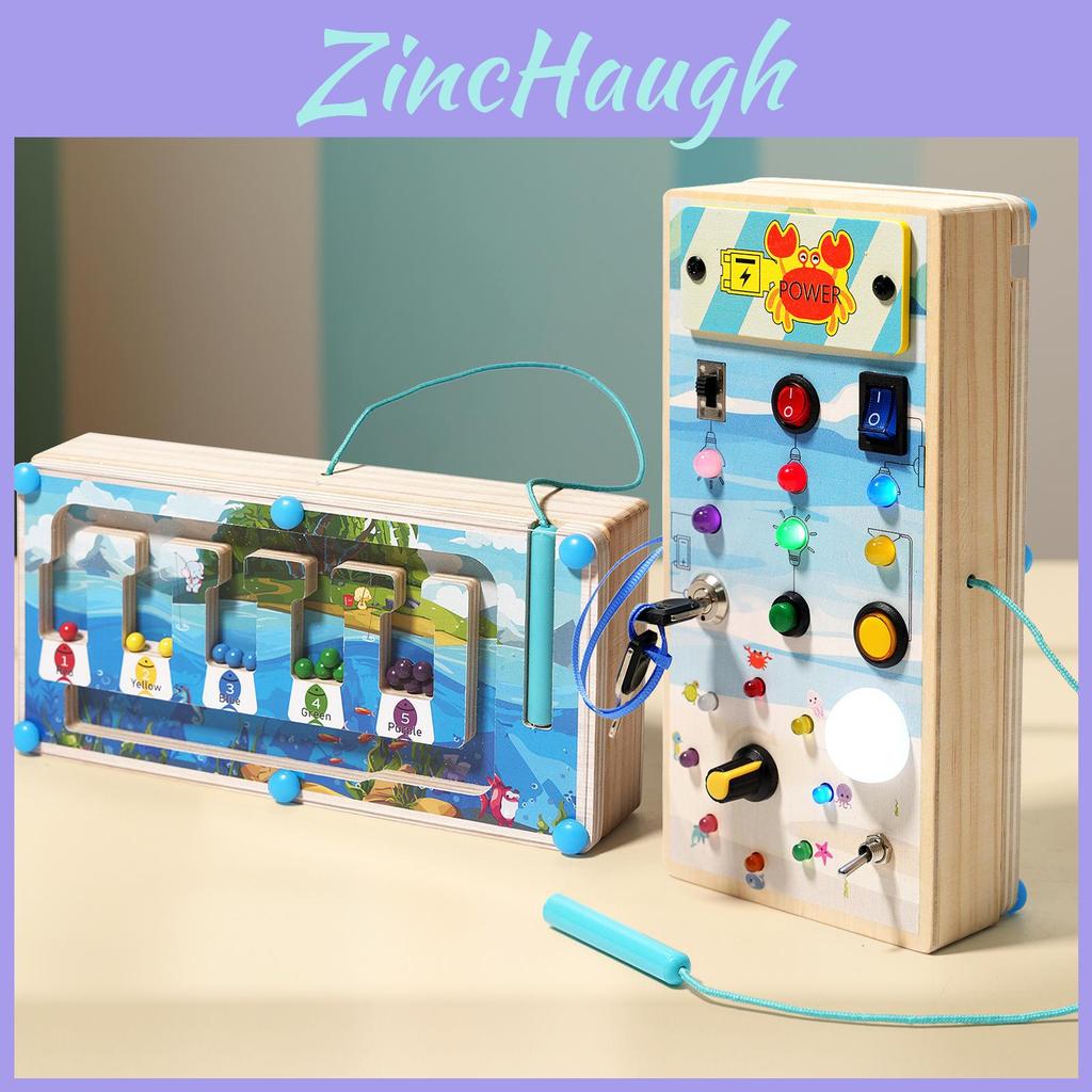 Kids Wooden Busy Board With Realistic Steering Wheel And Circuit Board For Developmental Toys