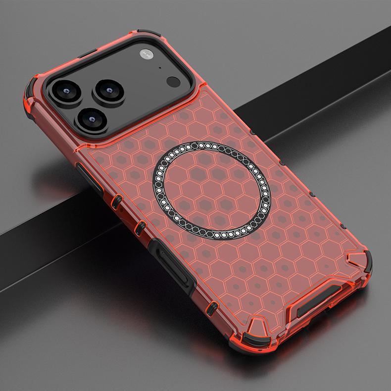 

Прозрачный магнитный чехол с текстурой сот для iPhone 17 Air 17Pro Max Magsafe Беспроводная зарядка Силиконовый ТПУ чехол для iPhone 17pro for iphone 17 Pro