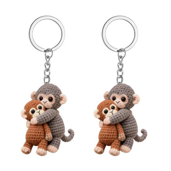 1/2Pcs Keychain Pendant 3D Monkey Hugging Monkey Key Chain Backpack Desk Decoration Portable Bag Charm Accessory