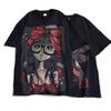 Large-sized Embossed Diamond Cartoon Short-sleeved T-shirt for Women, Loose Mid-length Top