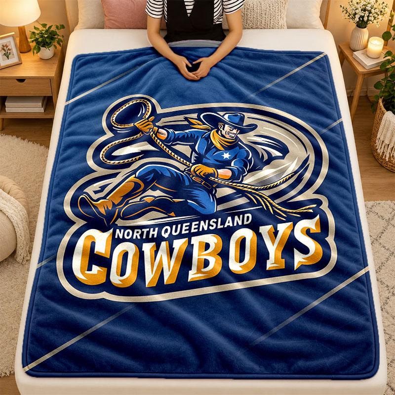 Flanelová deka North Queensland Cowboys Teplá měkká přehozová deka pro vnitřní použití na pohovku postel obývací pokoj