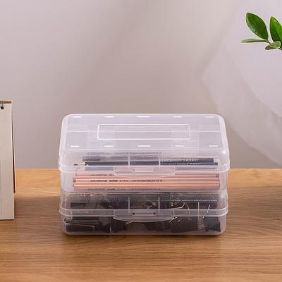 Skaidri pieštukinė kietas plastikinis pieštukų dėklas kreidelių rašiklių dėžutė eskizų pieštukų dėklas kraunama biuro reikmenų organizatoriaus dėžutė