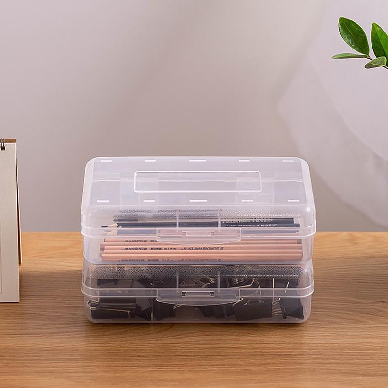 Transparent Pencil Box Hard Plastic Pencil Case Crayon Pen Box Sketch Pencil Case Stacking Office Supplies Organizer Box