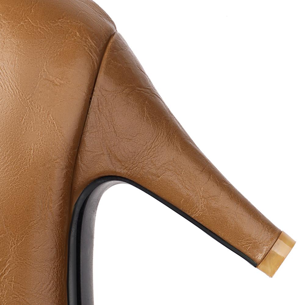 White Red Women Mid Calf Boots Pointed Toe High Spike Heel Small Big Size 33 47