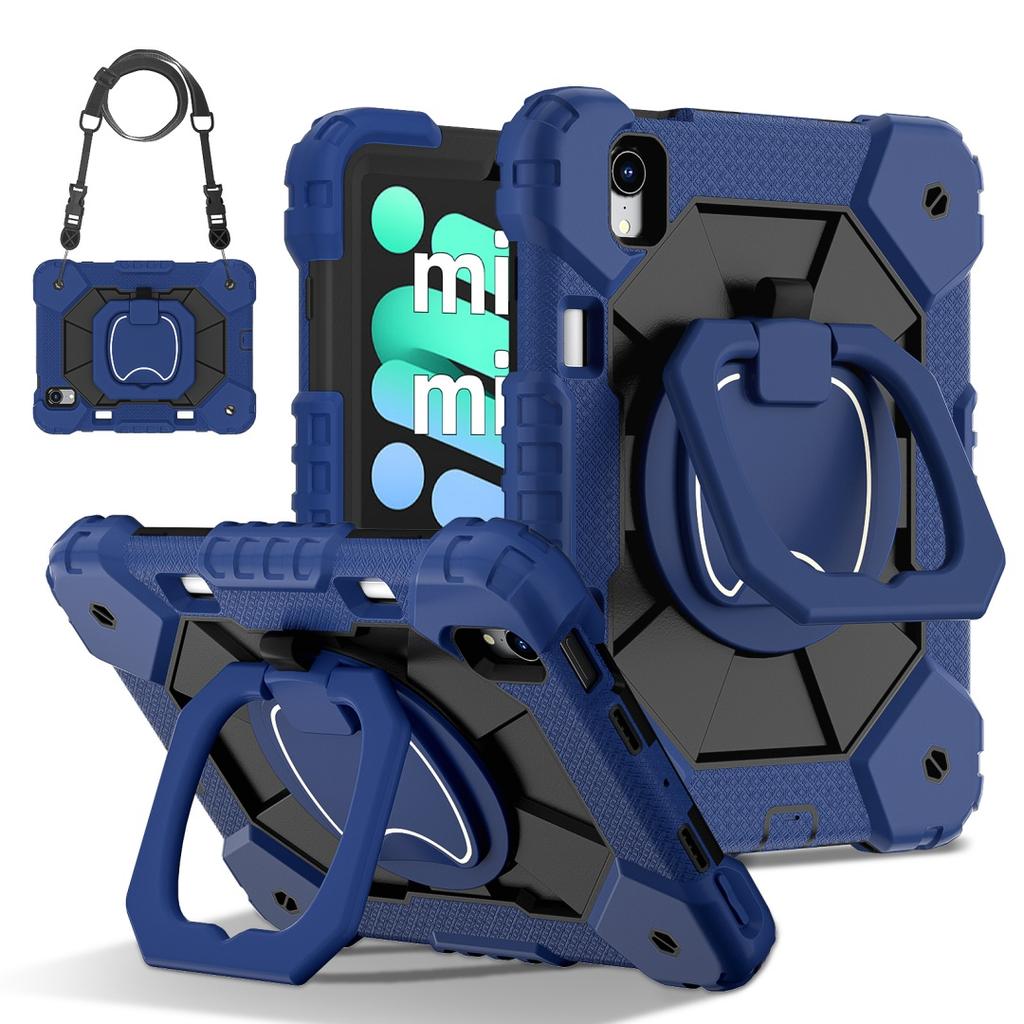 For Apple iPad Mini (2024) 360° Rotating Grip Heavy Duty Protection Stand TPU+PC 3in1 Anti-knock Shockproof Tablets PC Case