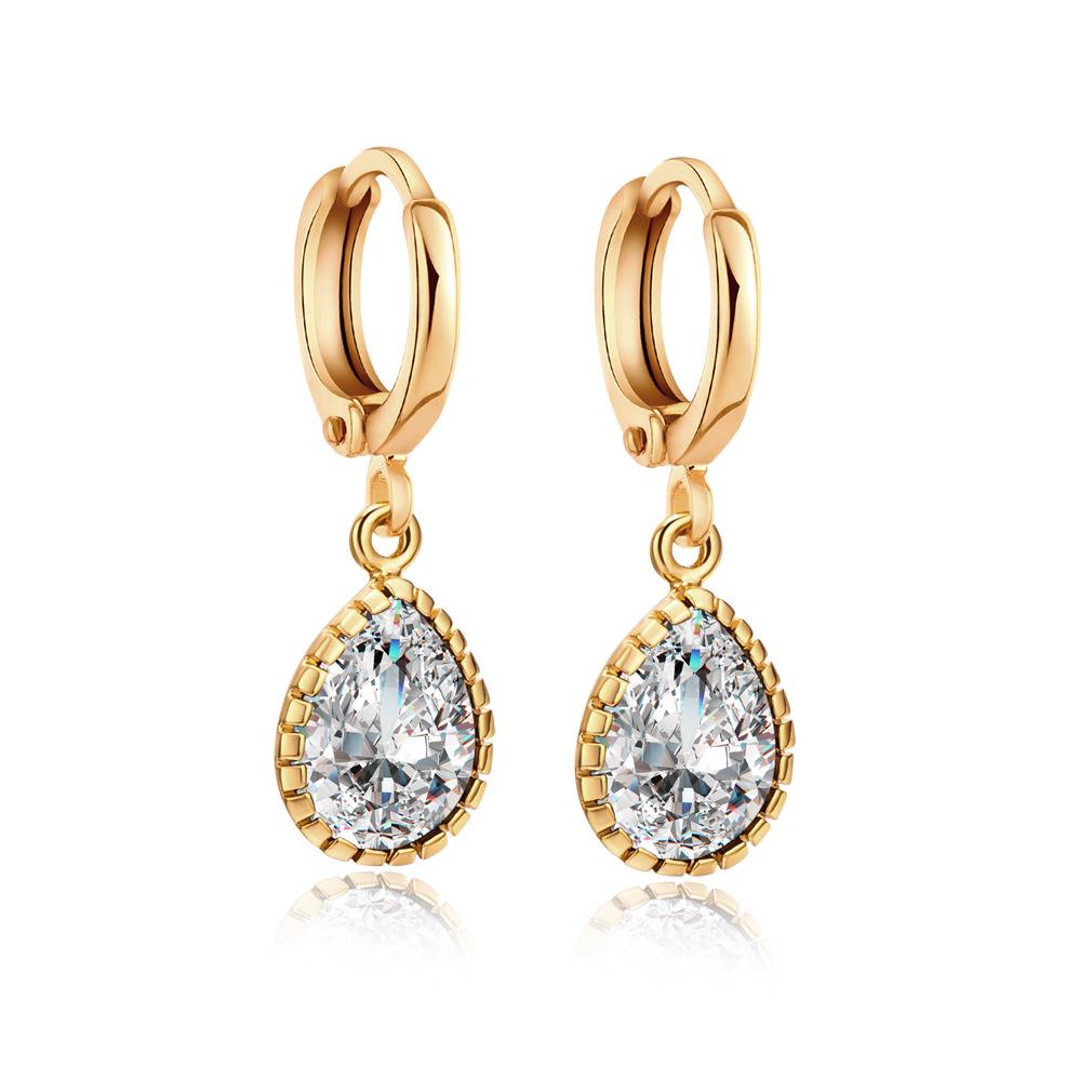 Exquisite Zircon Teardrop Earrings - High-Quality Hot Sellers Gold White Zircon