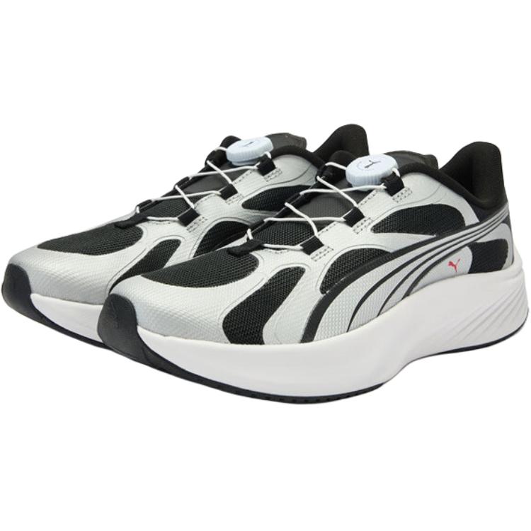 Puma Pounce Lite Fabric Neutral Disc Jr Comfortable Low Top Kids Running Shoes Unisex sneaker Silver Black 404687-01