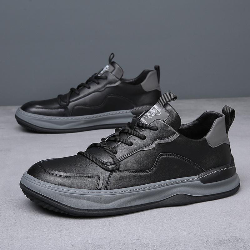 New Leather Men's Shoes Spring Breathable Crooked Clown Shoes Trend Versatile Hollow Casual White Shoes Men's Board Shoes