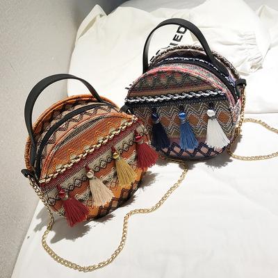 Bag Women 2025 New Versatile Messenger Bag Chic Harajuku Ethnic Wind Round Bag Chain Girl Small Satchel