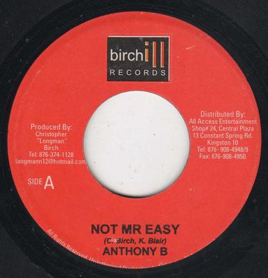 7inch Record ANTHONY B / FLOYD WEST - Not Mr Easy / Keep Trying NONE Birchill Record Jamaica Reggae, Ska & Dub Used