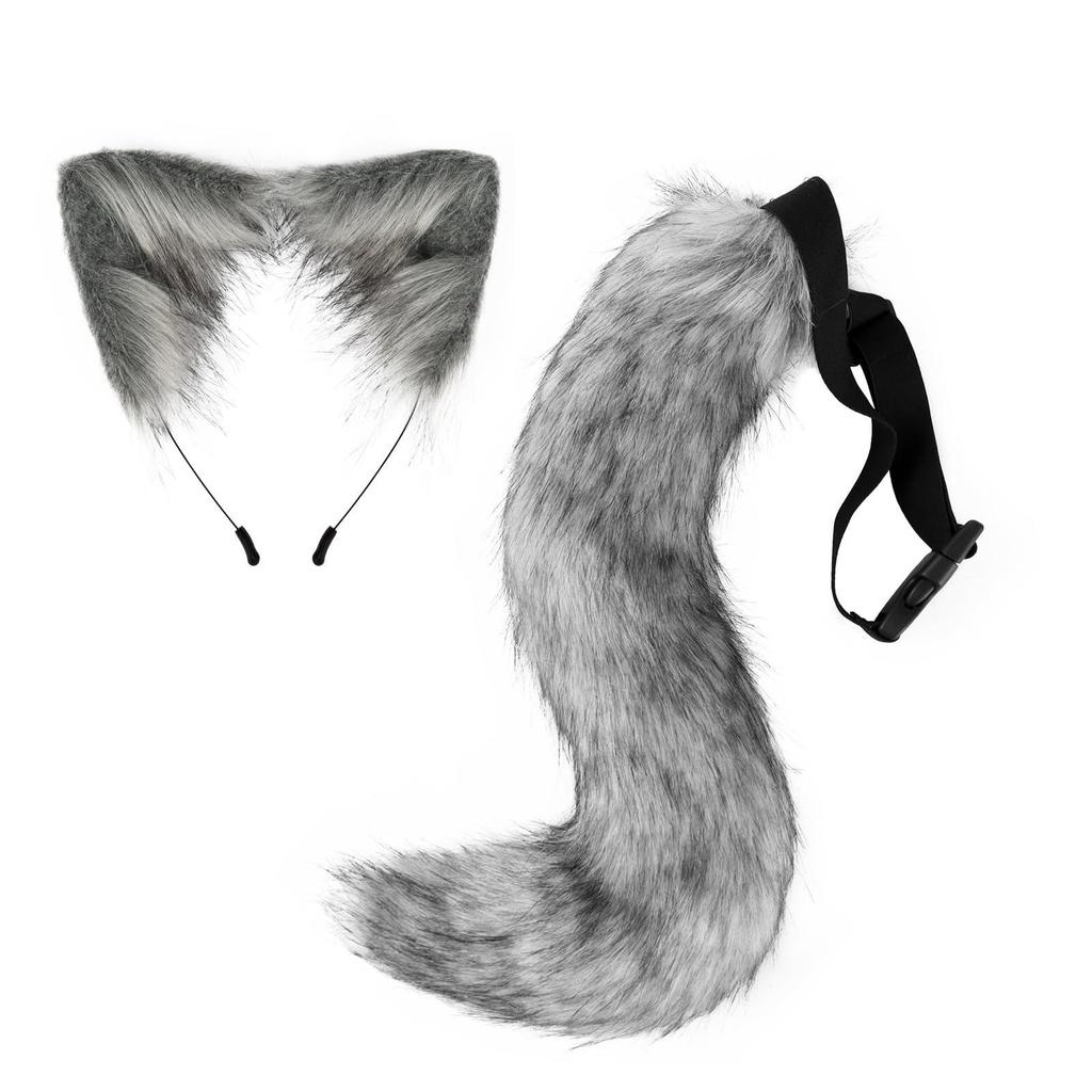 Halloween Cos Simulation Fox Plush Tail Cute Accessories Animal Tail Cat Ears Headband Headdress
