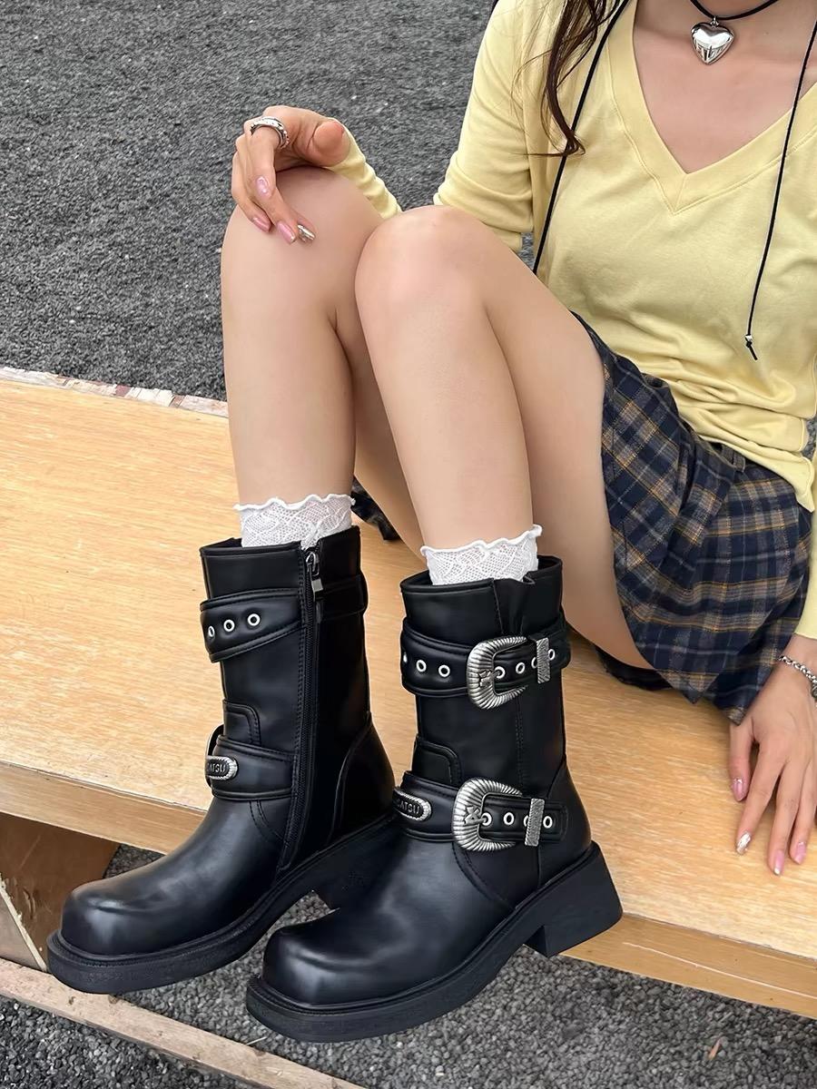 

Мода 2024 года, осень, миниатюрные женские сапоги выше колена с толстой подошвой, утягивающие, длинные, с круглым носком, универсальные, матовая мягкая кожа 40 чёрный