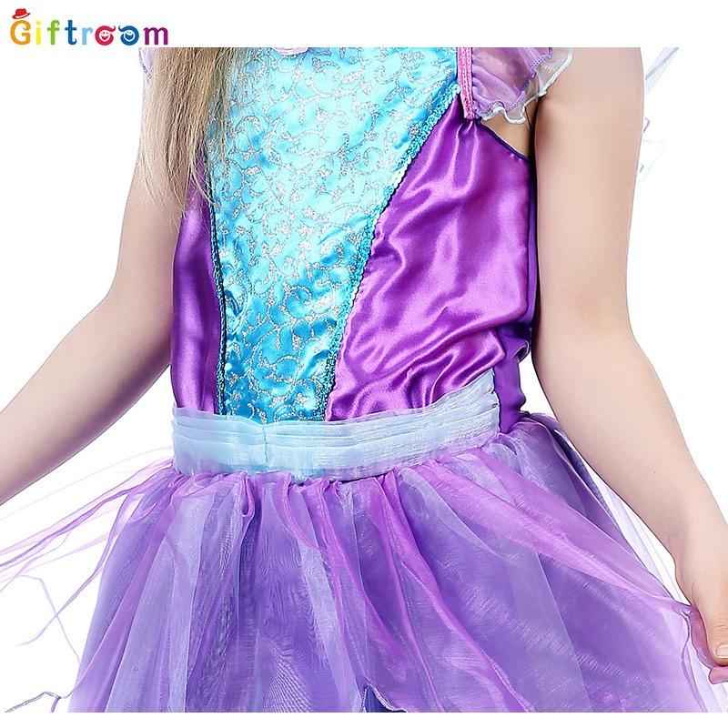 Western Halloween Orgy Children's Costume Girls Purple Elf Fairy Mesh Dress Masquerade