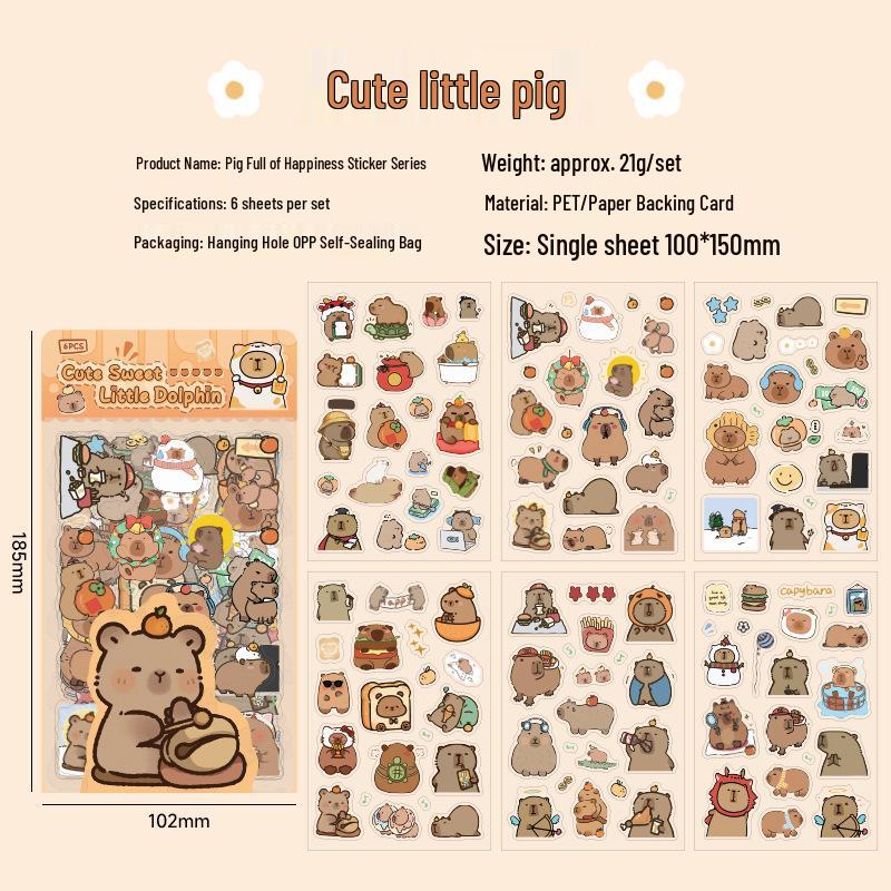 Capybara Cute Waterproof Stickers for Kids - Ins Style Collage & DIY Journal Decoration